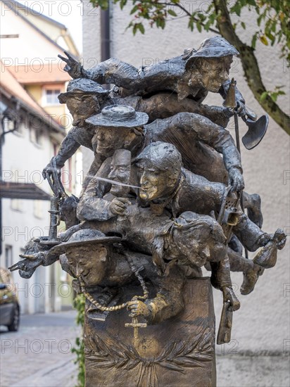 Detail spit fountain in front of the Pfaffenturm