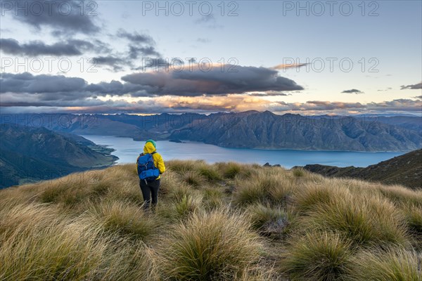 Hiker looks into the distance