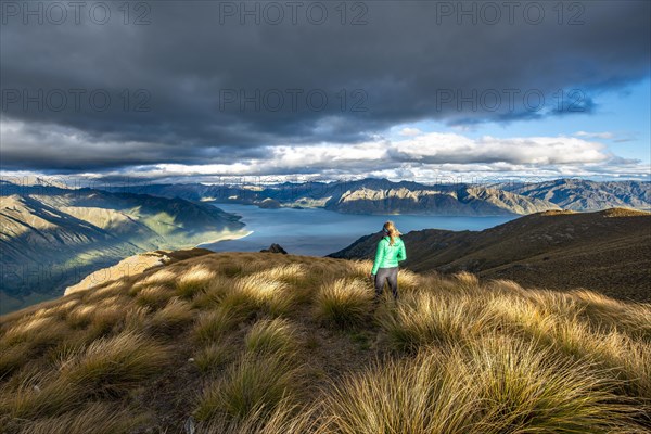 Hiker looks into the distance