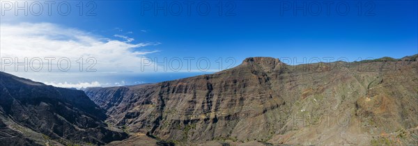 Panorama from Barranco de Erque with Table Mountain Fortaleza