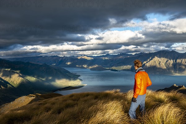 Hiker looks into the distance