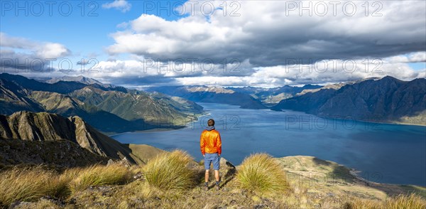 Hiker looks into the distance