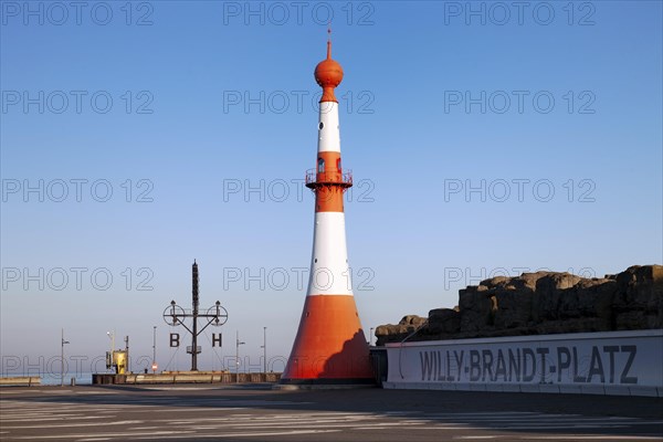 Willy-Brandt-Platz with lighthouse front light and semaphore