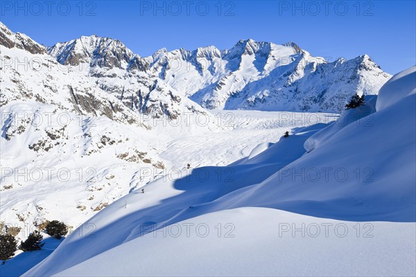 Wannenhoerner and Aletsch glacier in winter