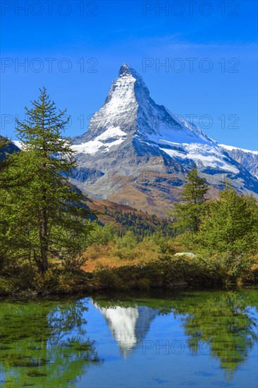 Matterhorn and mountain lake