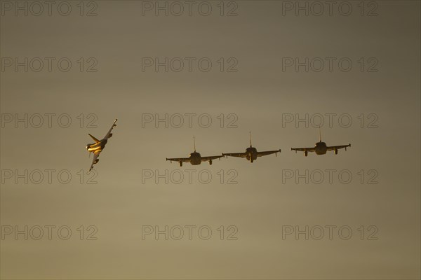 Eurofighter Typhoon four aircraft in flight of the Royal air force