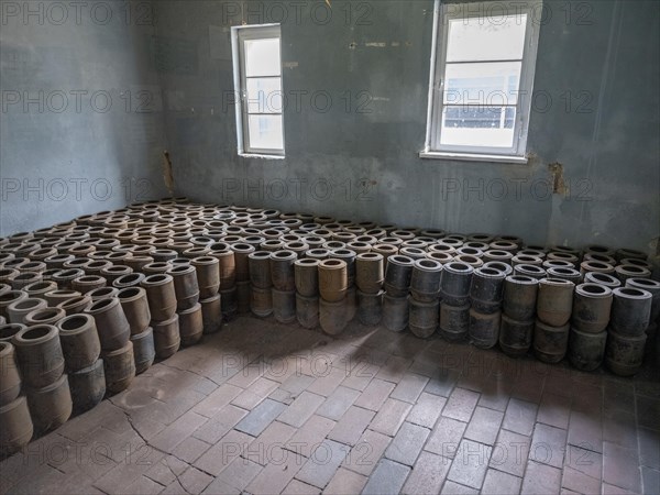 Mortuary with urns in the crematorium