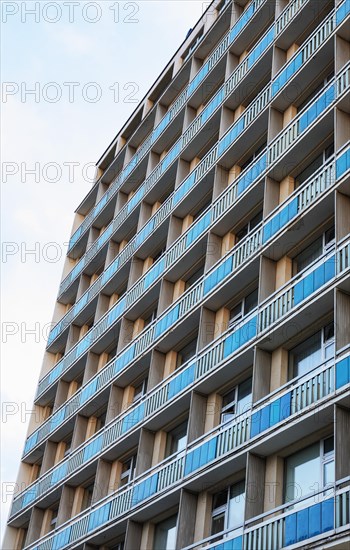 Building facade with balconies