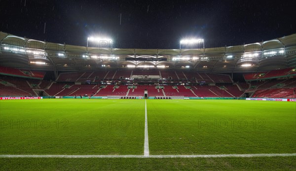 Empty stadium in heavy rain