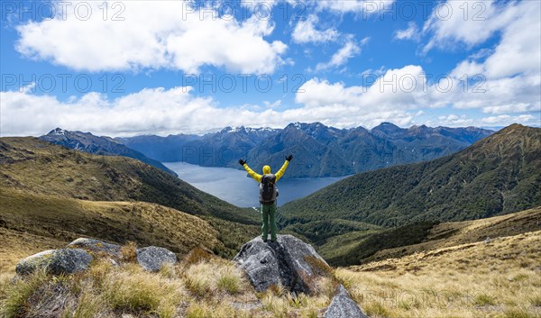 Hiker looks into the distance