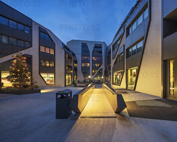 The Sonnenhof in the twilight with Christmas tree