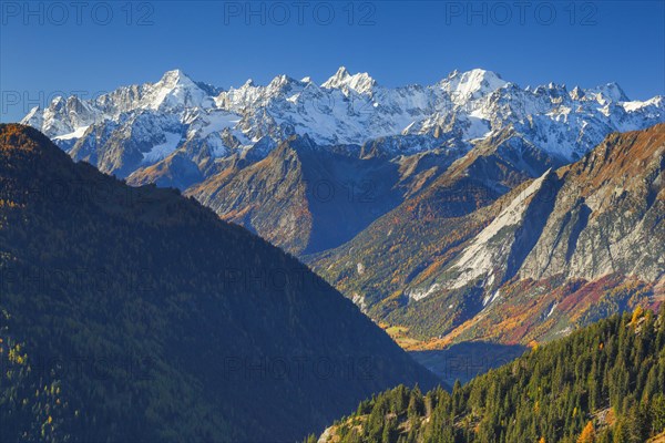 View from Verbier into the Haute Savoie with Mont Dolent