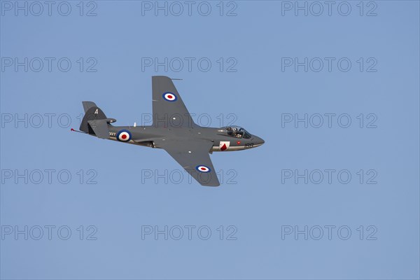 Hawker Sea Hawk aircraft in flight in Royal Navy markings