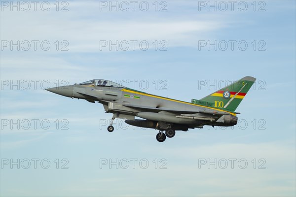 Eurofighter Typhoon aircraft in flight of the Royal air force