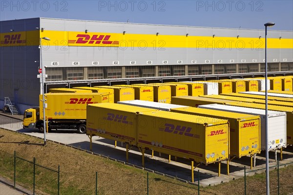 DHL container in logistics center