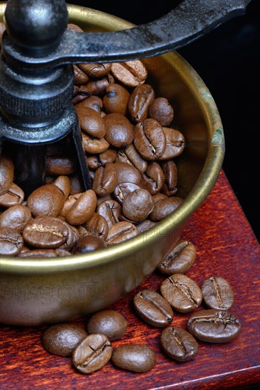 Coffee beans in a coffee mill