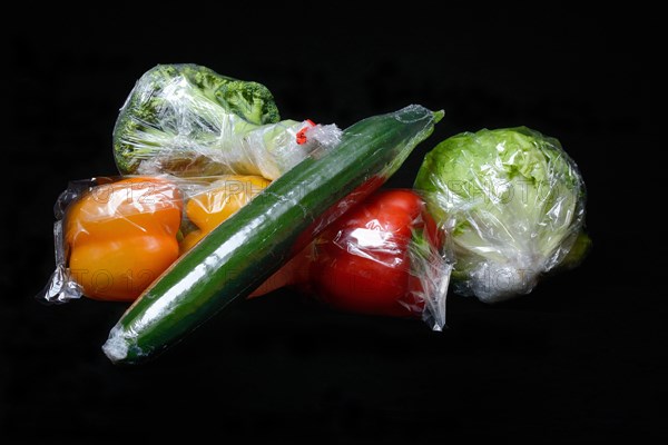 Vegetables in plastic packaging