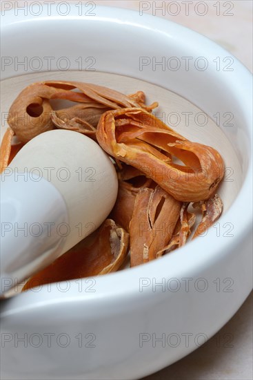 Nutmeg blossoms in grated shell