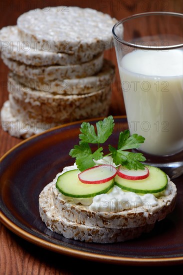 Spelt wafer topped with cream cheese