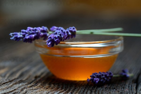 Lavender honey and lavender flowers