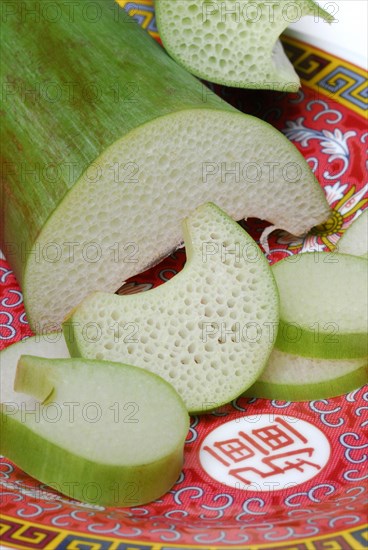 Taroleaf stalks on plates