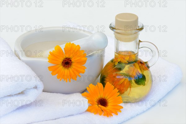 Calendula oil in bottle