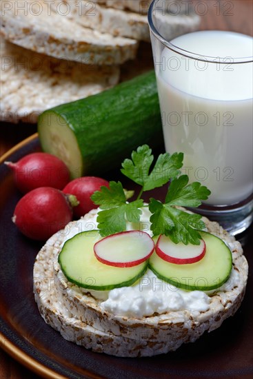 Spelt wafer topped with cream cheese