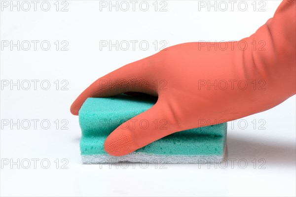 Cleaning sponge and rubber glove