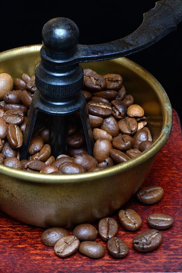 Coffee beans in a coffee mill