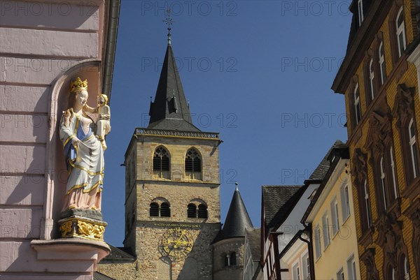 St. Mary's statue on house facade