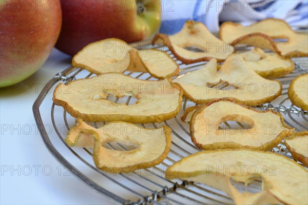 Dried apple slices and apples