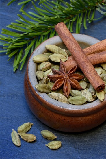 Christmas spices in bowl