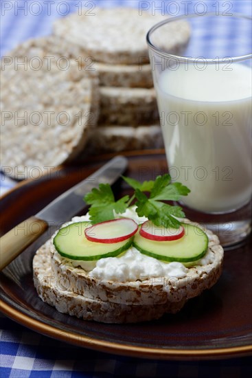 Spelt wafer topped with cream cheese