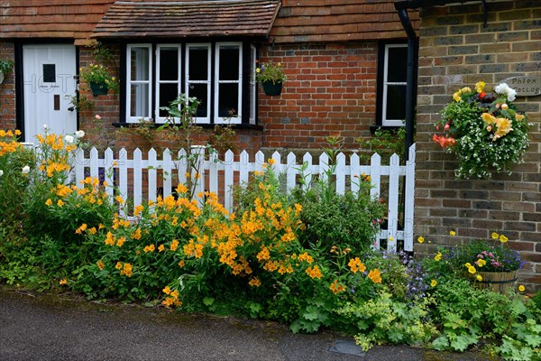 House with flower arrangements