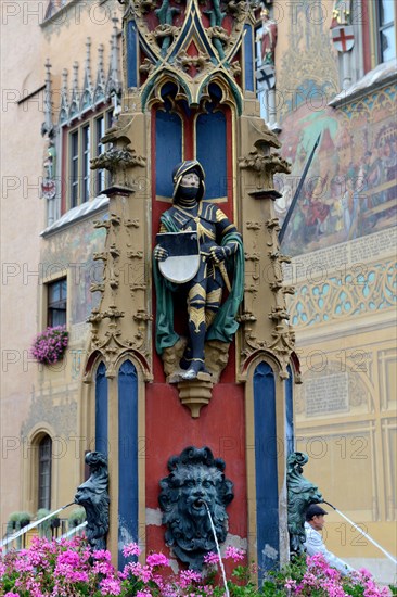 Fish box in front of the south gable of the Ulm city hall