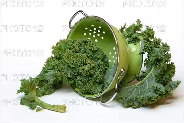 Brassica oleracea in draining sieve