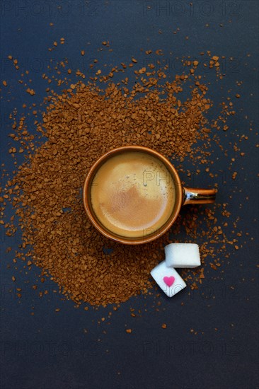 Coffee in coffee cup and instant coffee