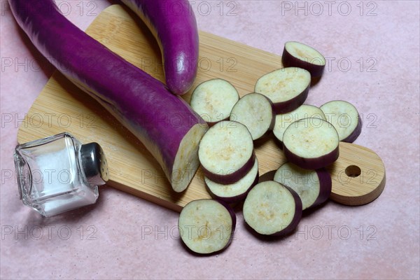 Japanese eggplants with salt shaker