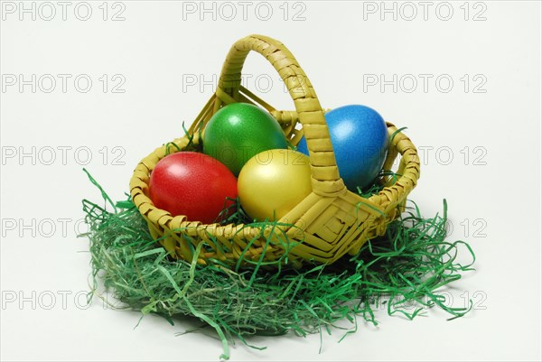 Easter eggs in basket