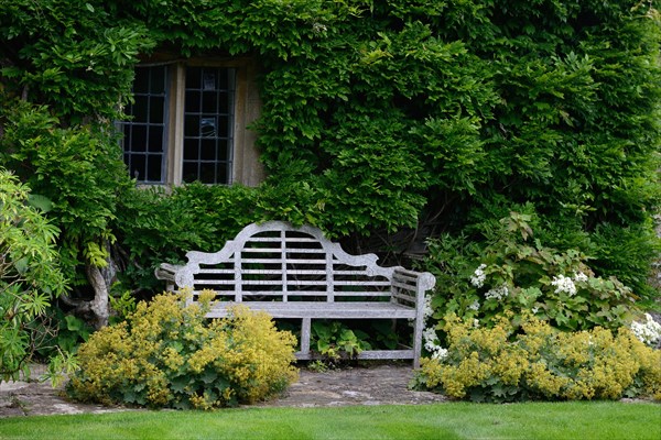 Bench in front of the house