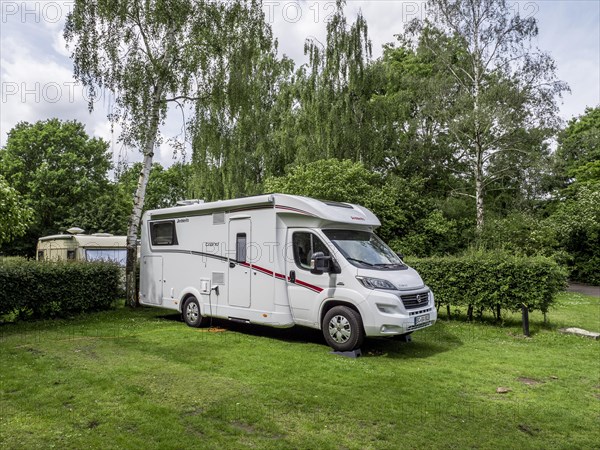 Camper van on the campsite in 'Camping Kockelscheuer'