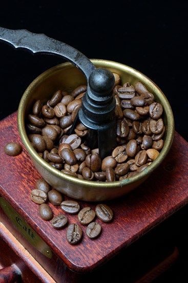 Coffee beans in a coffee mill