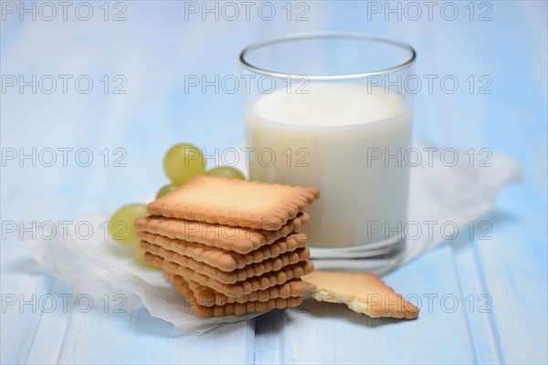 Butter biscuits and glass of milk