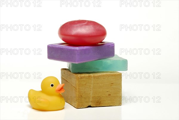 Various soaps with rubber duck