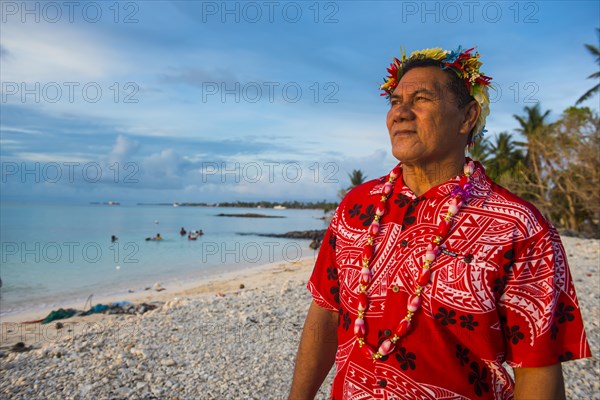 Traditional dressed man at beach