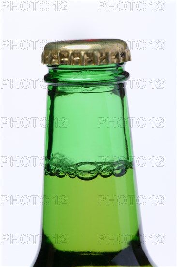 Crown cap on beer bottle