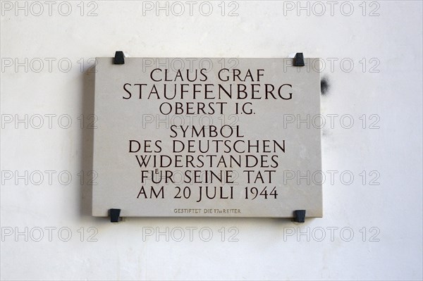 Commemorative plaque for Claus Graf Stauffenberg