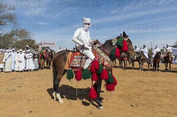 Colourful horse rider at a Tribal festival