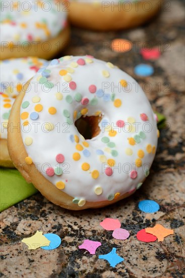 Donuts with sugar confetti