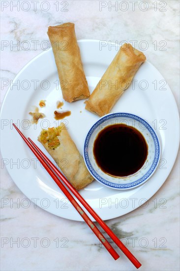 Spring rolls with soy sauce